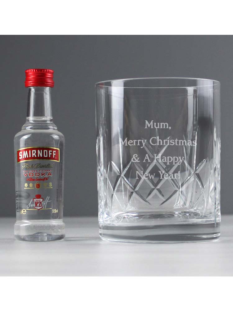 Personalised Cut Crystal & Vodka Gift Set