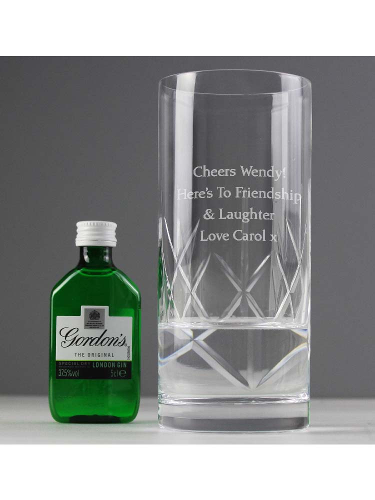 Personalised Cut Crystal & Gin Gift Set