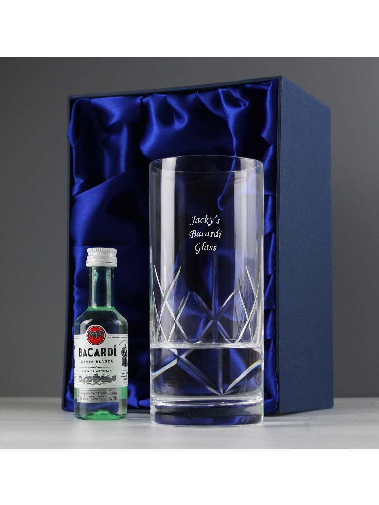 Personalised Cut Crystal Bacardi Set