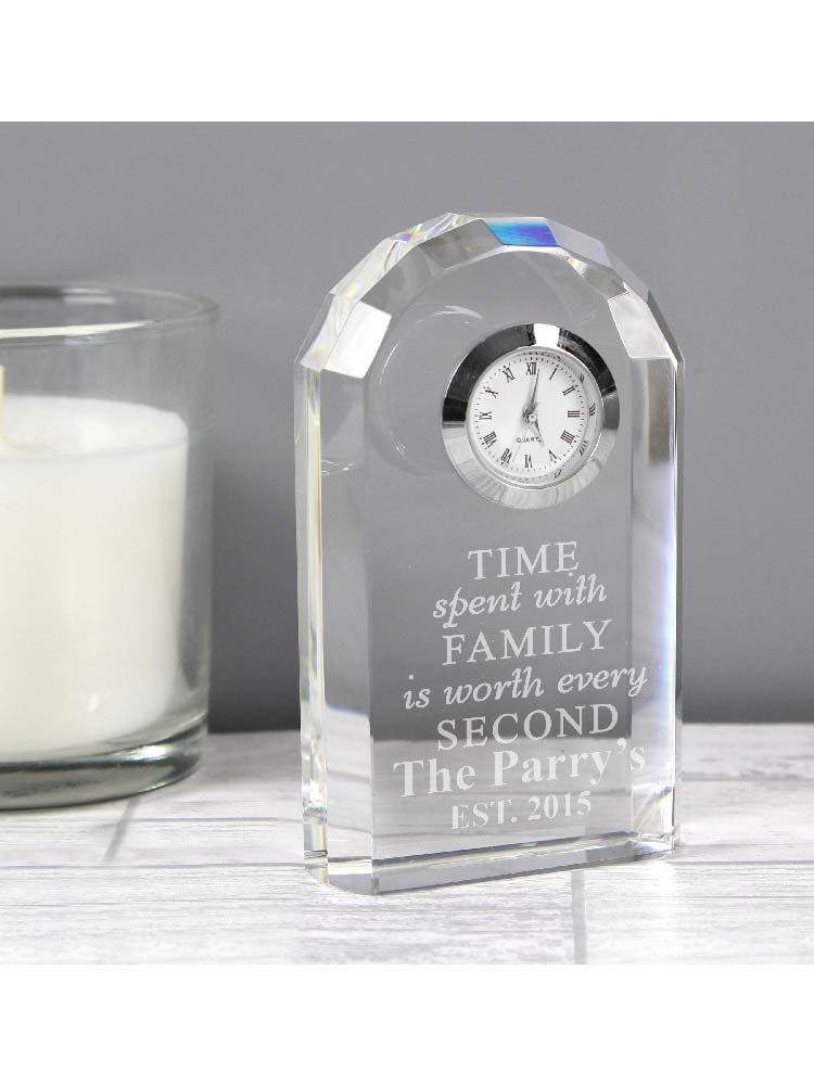 Personalised Time Spent With Family Crystal Clock