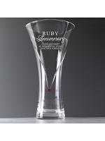 Personalised Ruby Anniversary Large Hand Cut Diamante Heart Vase with Swarovski Elements