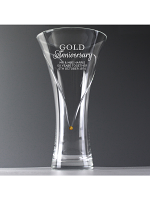 Personalised Gold Anniversary Large Hand Cut Diamante Heart Vase with Swarovski Elements