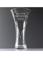 Personalised Silver Anniversary Large Hand Cut Diamante Heart Vase with Swarovski Elements