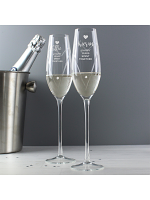 Personalised Hand Cut Heart Celebration Pair of Flutes with Swarovski Elements in Gift Box