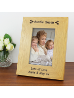 Personalised Hearts 6x4 Oak Finish Photo Frame