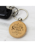Personalised Moon & Back Wooden Keyring