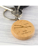 Personalised Taurus Zodiac Star Sign Wooden Keyring (April 20th - May 20th)