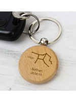 Personalised Virgo Zodiac Star Sign Wooden Keyring (August 23rd - September 22nd)