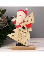 Personalised Snowflake Wooden Santa Decoration