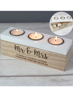 Personalised Married Couple Triple Tea Light Box