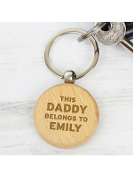 Personalised This Daddy Belongs To Wooden Keyring