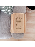 Personalised Its Wine O'Clock Wooden Sofa Tray