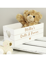 Personalised Free Text Heart White Wooden Crate