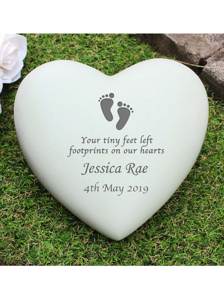 Personalised Footprints Heart Memorial