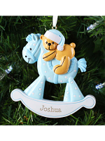 Personalised Blue Rocking Horse Resin Decoration