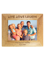 Personalised Live Love Laugh 7x5 Landscape Wooden Photo Frame