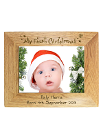 Personalised My First Christmas 7x5 Landscape Wooden Photo Frame