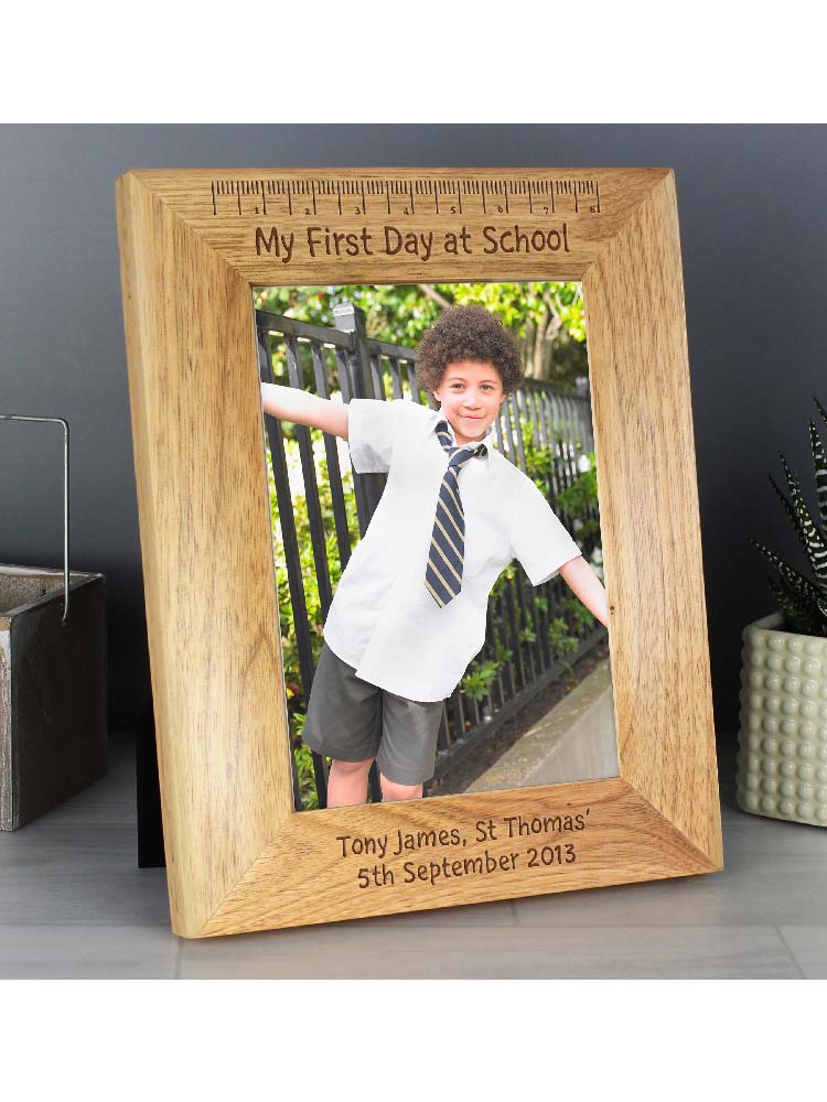Personalised My First Day at School 7x5 Wooden Photo Frame