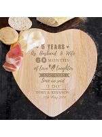 Personalised 5th Anniversary Heart Chopping Board