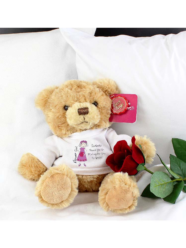 Personalised Cartoon Flower Girl Teddy Bear