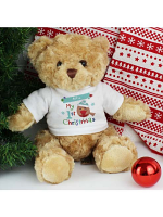 Personalised Felt Stitch Robin 'My 1st Christmas' Teddy Bear