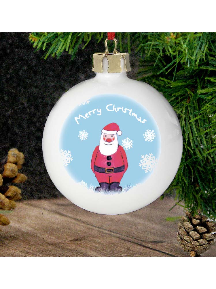 Personalised Snow Scene Santa Bauble