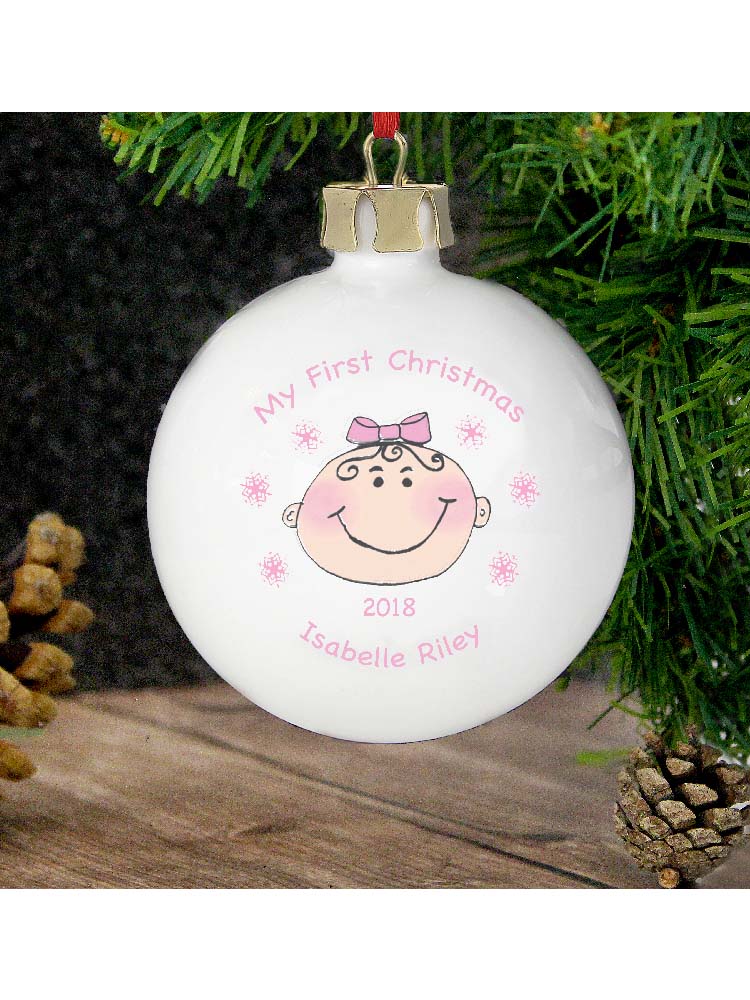 Personalised Baby Girl My First Christmas Bauble