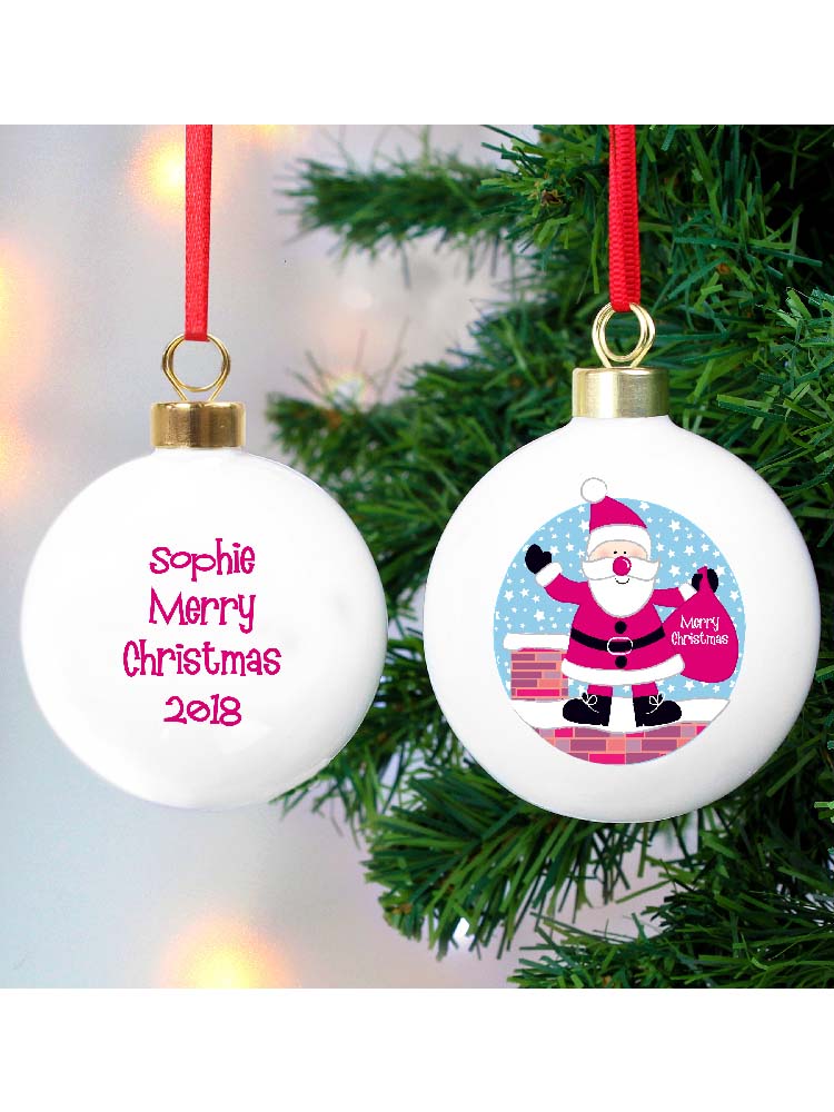 Personalised Rooftop Santa Christmas Bauble