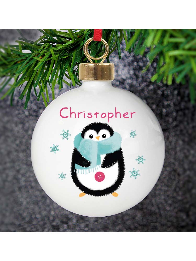 Personalised Felt Stitch Penguin Bauble