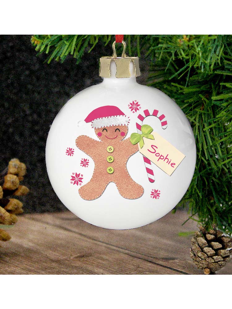 Personalised Felt Stitch Gingerbread Man Bauble