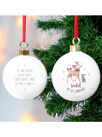 Personalised 1st Christmas Festive Fawn Bauble