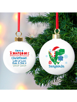 Personalised Dinosaur 'Have a Roarsome Christmas' Bauble