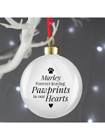 Personalised Pawprints Memorial Bauble