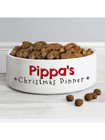 Personalised Christmas Dinner 14cm Medium Pet Bowl