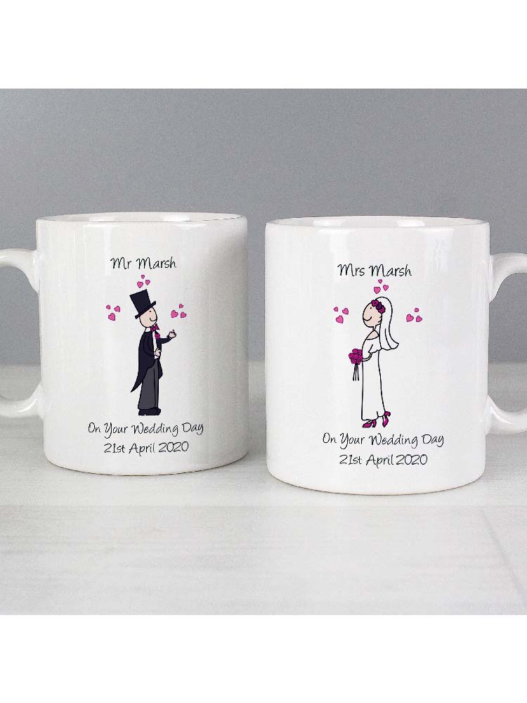 Personalised Bride & Groom Mug Set