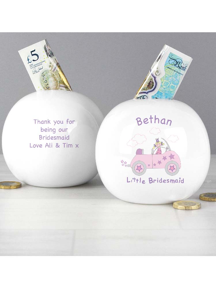 Personalised Little Bridesmaid in Car Money Box