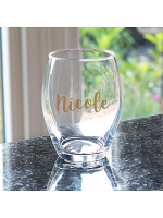 Personalised Gold Name Stemless Wine Glass