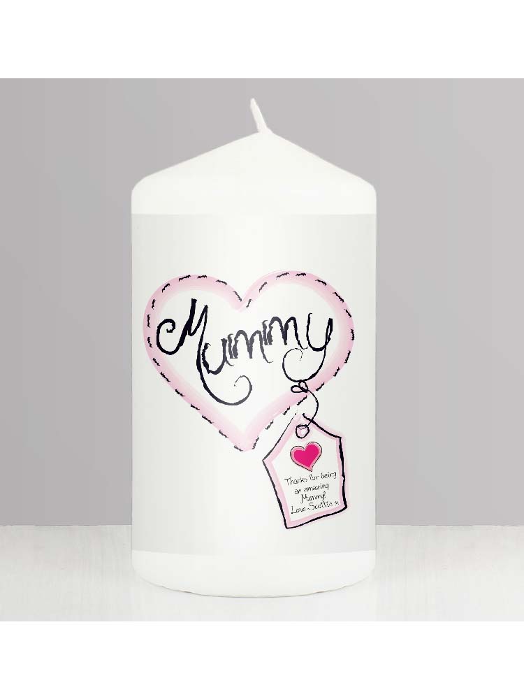 Personalised Heart Stitch Mummy Candle