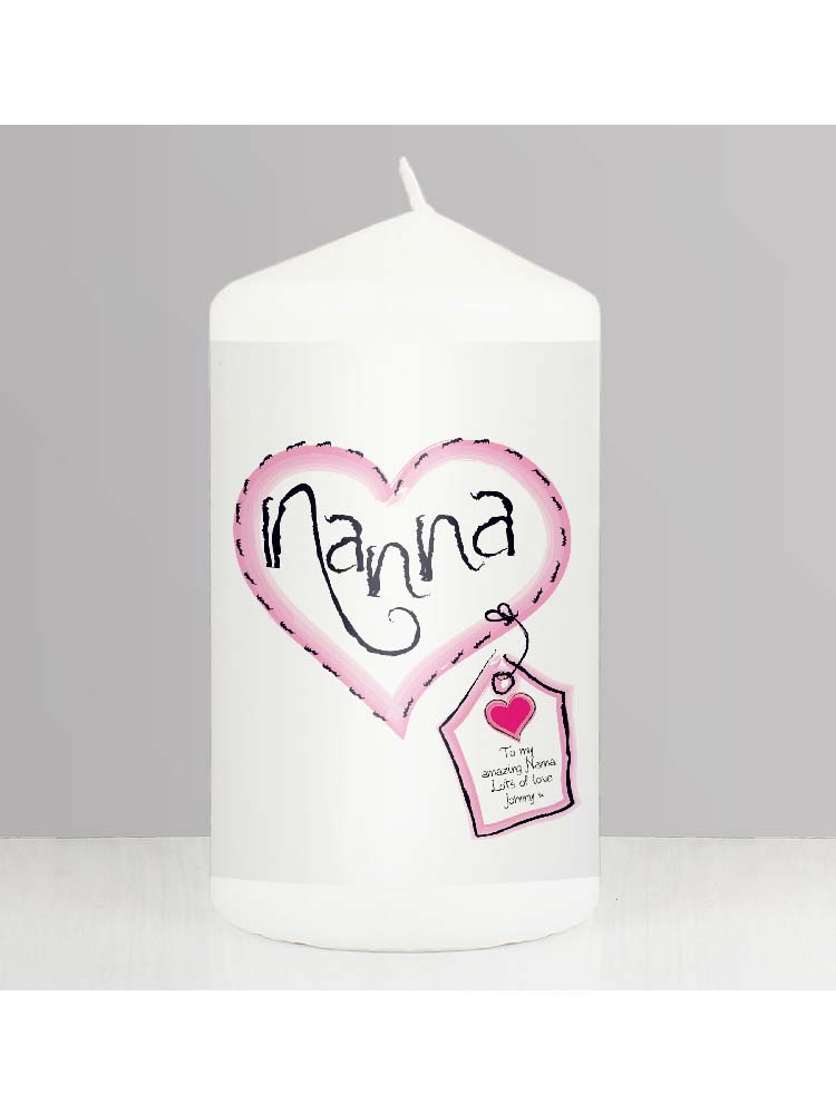 Personalised Heart Stitch Nanna Candle