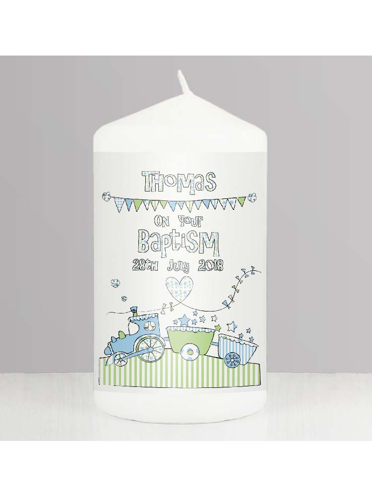 Personalised Whimsical Train Candle