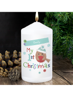 Personalised Felt Stitch Robin 'My 1st Christmas' Candle