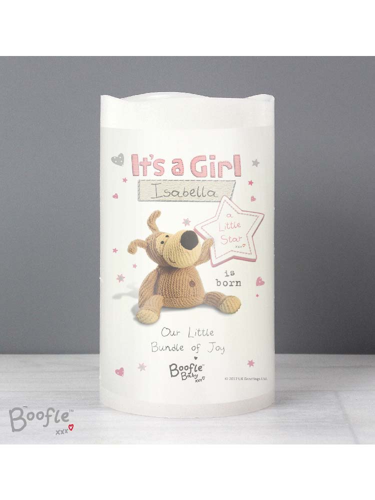 Personalised Boofle It's a Girl Nightlight LED Candle