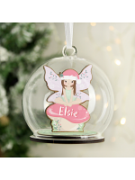 Personalised Wooden Fairy Glass Bauble