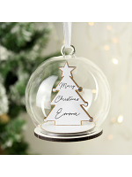 Personalised Wooden Christmas Tree Glass Bauble