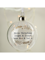 Personalised Gold Wreath Glass Bauble