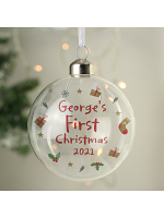 Personalised First Christmas Glass Bauble