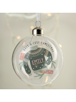Personalised Cosy Christmas Glass Bauble