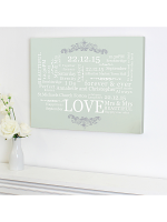 Personalised Wedding Typographic Art Canvas