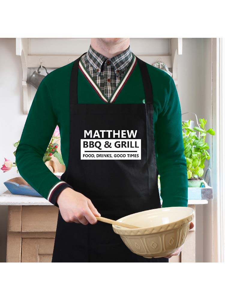 Personalised BBQ & Grill Black Apron