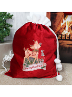 Personalised Festive Fawn Luxury Pom Pom Sack